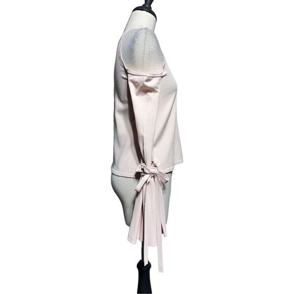 Milly Pink Cold Shoulder Long Ruffled Sleeve Sweater Size Small - Picture 3 of 5